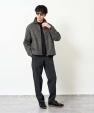 KHJLD26149 a.v.v MEN(アー・ヴェ・ヴェ) ＼WEB限定予約／ツイードスタンドカラージップカーディガン ダークグレー