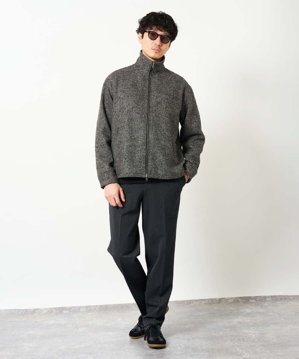 KHJLD26149 a.v.v MEN(アー・ヴェ・ヴェ) ＼WEB限定予約／ツイードスタンドカラージップカーディガン ダークグレー