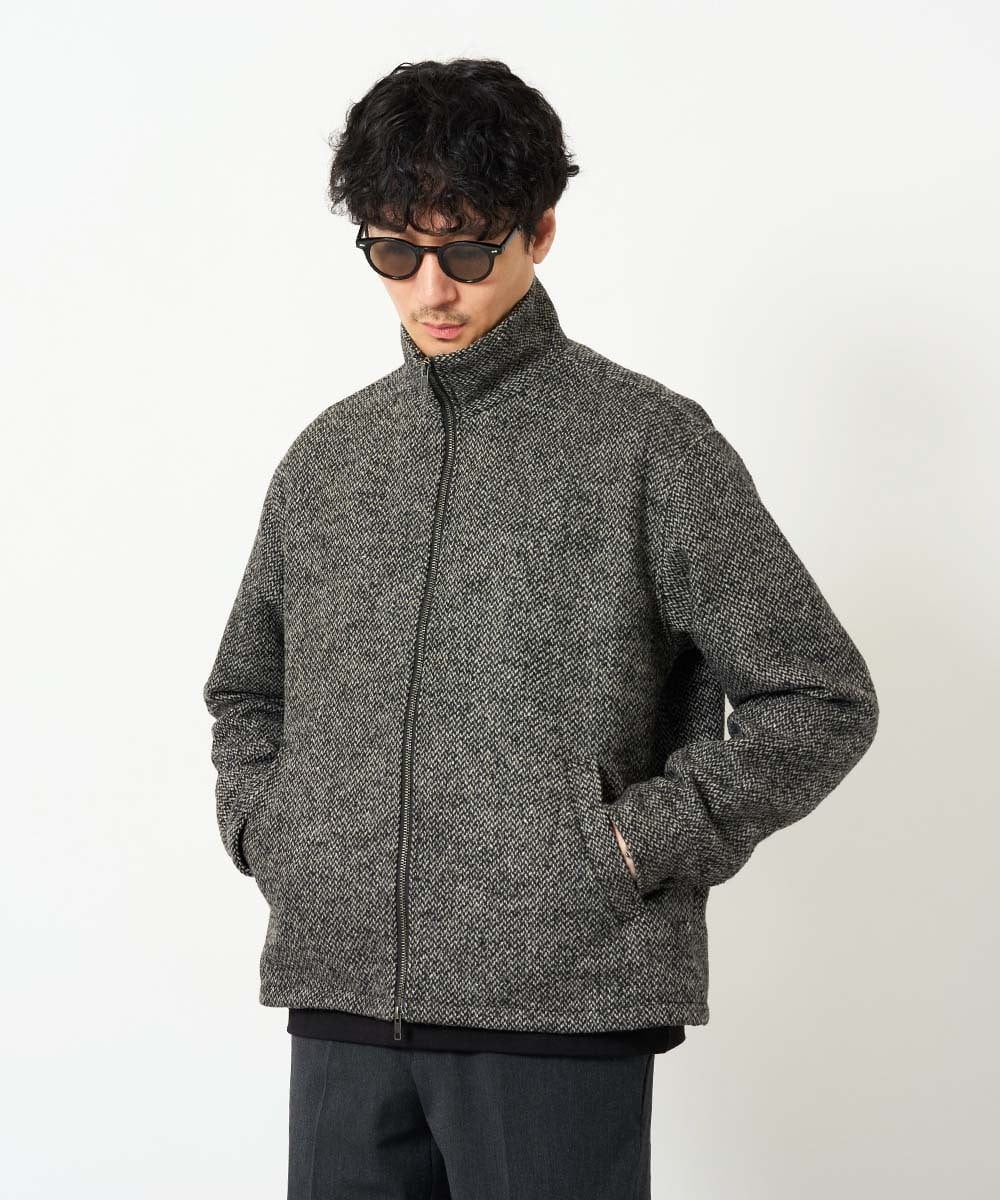 KHJLD26149 a.v.v MEN(アー・ヴェ・ヴェ) ＼WEB限定予約／ツイードスタンドカラージップカーディガン ダークグレー