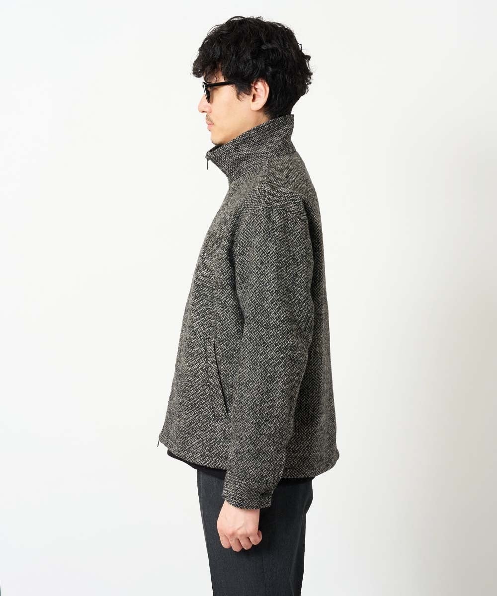 KHJLD26149 a.v.v MEN(アー・ヴェ・ヴェ) ＼WEB限定予約／ツイードスタンドカラージップカーディガン ダークグレー