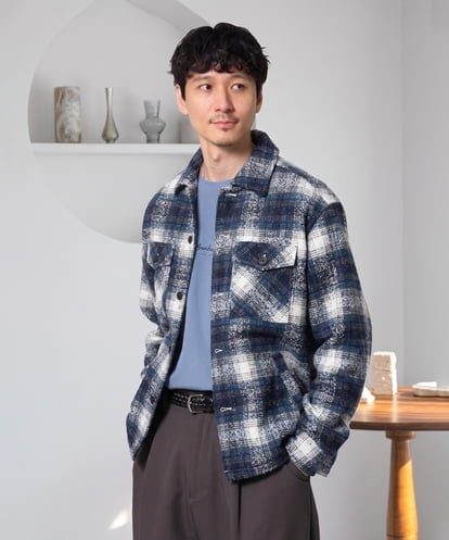 KHJLD27099 a.v.v MEN ＼秋の羽織りにおすすめ／ツイードチェックCPOジャケット【洗濯機で洗える】