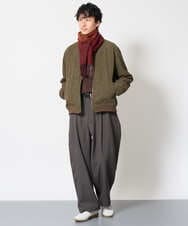 KHJLD32139 a.v.v MEN(アー・ヴェ・ヴェ) フェイクスエード中綿リブルゾン カーキ