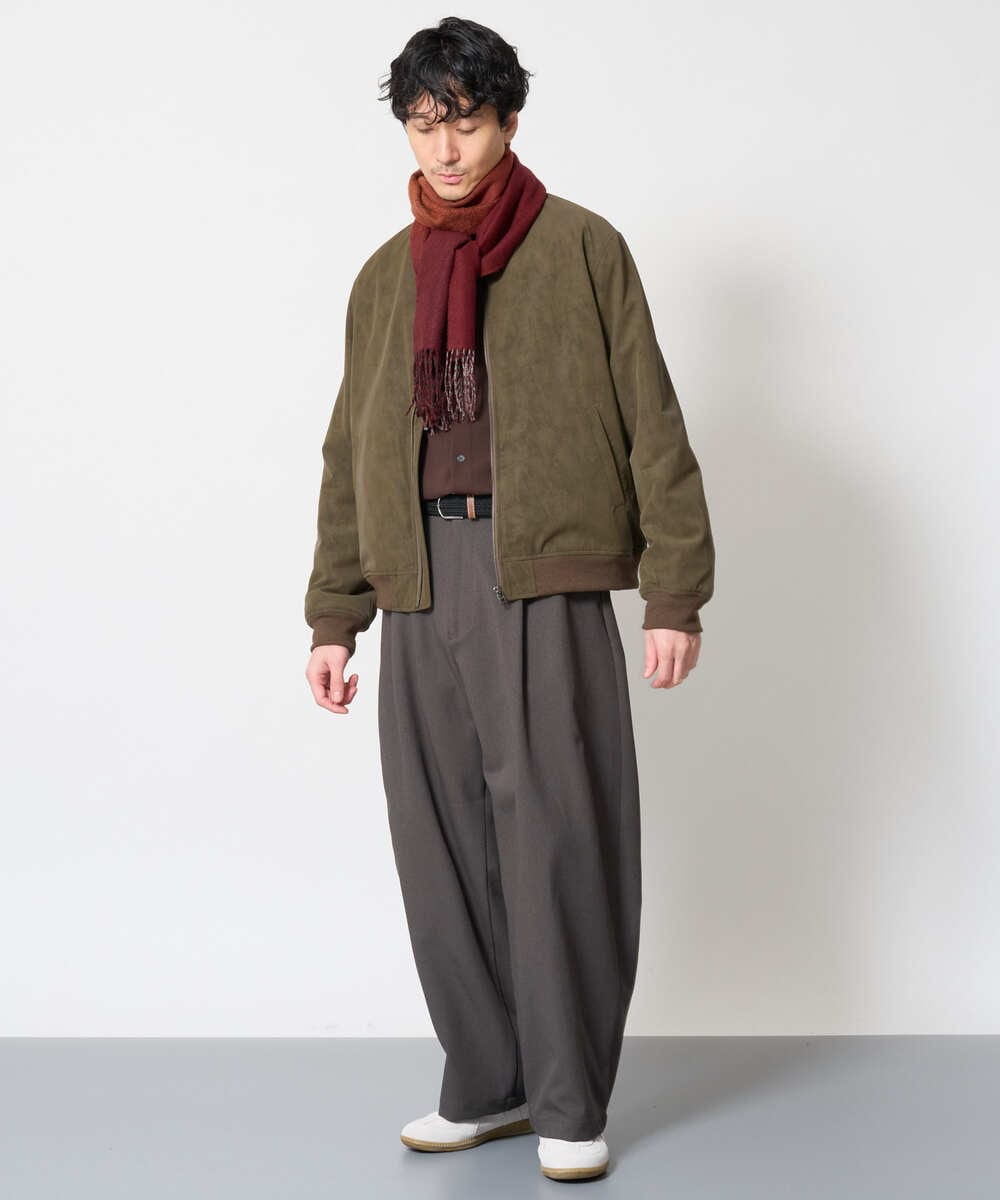 KHJLD32139 a.v.v MEN(アー・ヴェ・ヴェ) フェイクスエード中綿リブルゾン カーキ