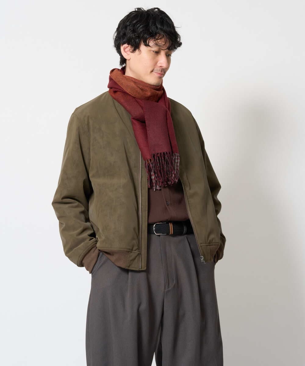 KHJLD32139 a.v.v MEN(アー・ヴェ・ヴェ) フェイクスエード中綿リブルゾン カーキ