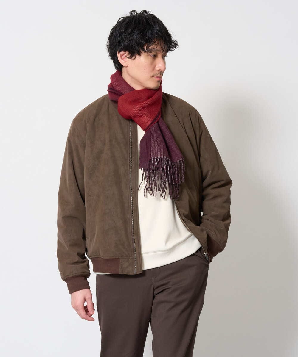 KHJLD32139 a.v.v MEN(アー・ヴェ・ヴェ) フェイクスエード中綿リブルゾン カーキ