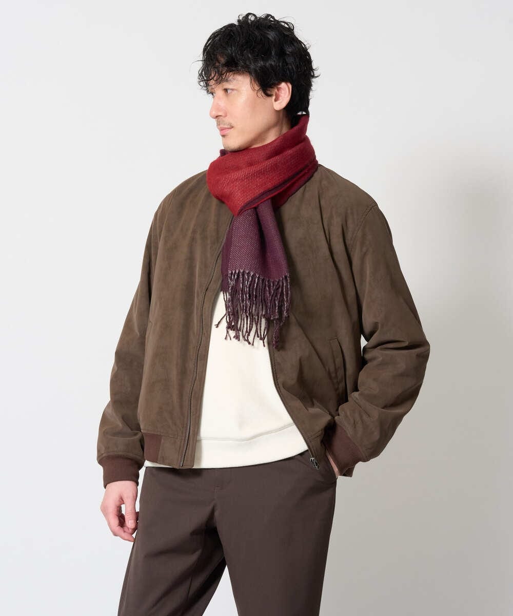 KHJLD32139 a.v.v MEN(アー・ヴェ・ヴェ) フェイクスエード中綿リブルゾン カーキ