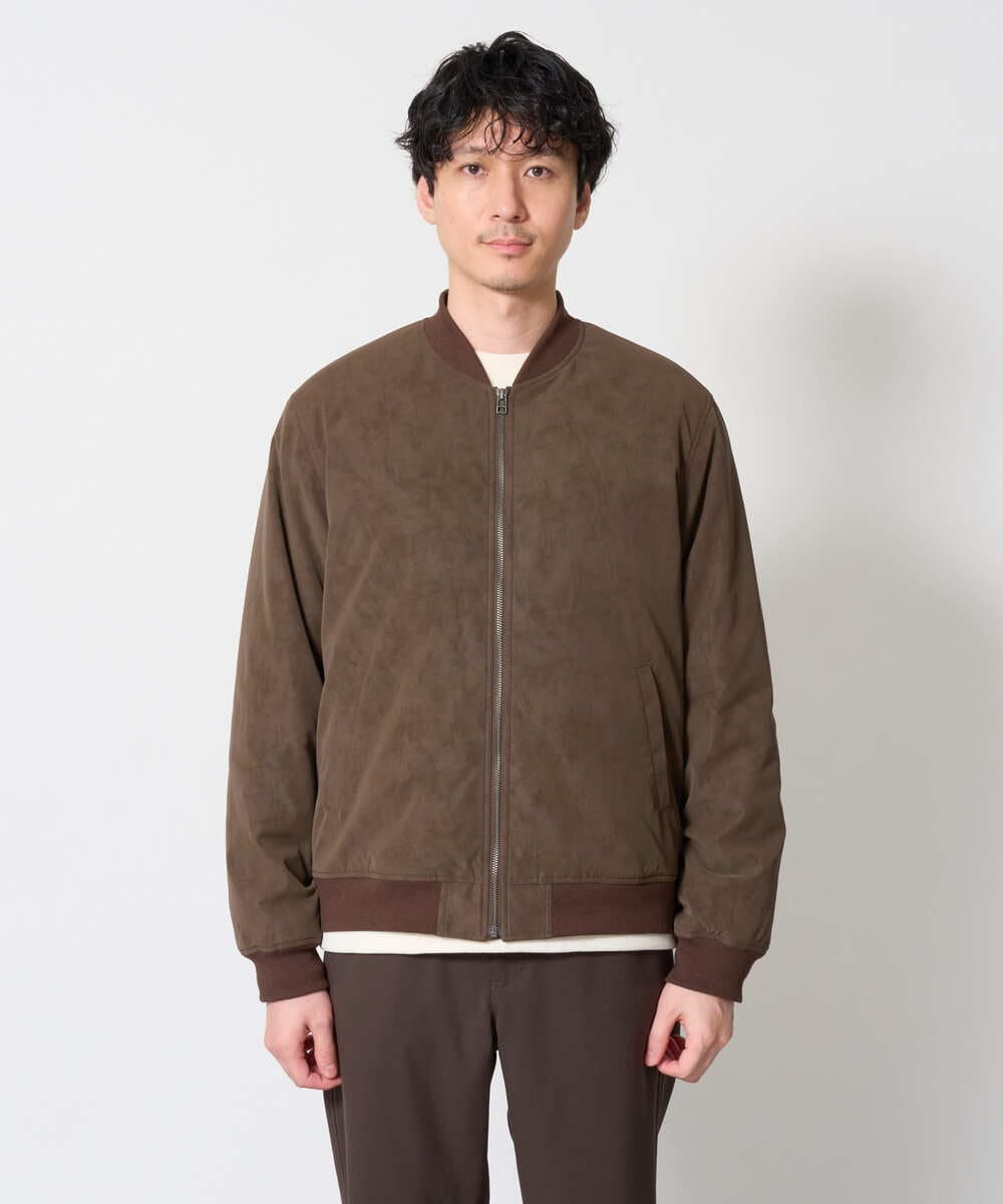 KHJLD32139 a.v.v MEN(アー・ヴェ・ヴェ) フェイクスエード中綿リブルゾン カーキ
