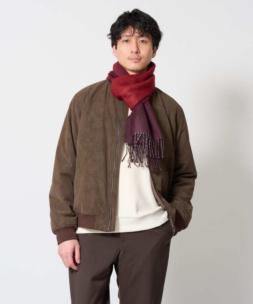 KHJLD32139 a.v.v MEN(アー・ヴェ・ヴェ) フェイクスエード中綿リブルゾン ブラウン