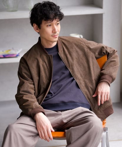 KHJLD32139 a.v.v MEN フェイクスエード中綿リブルゾン