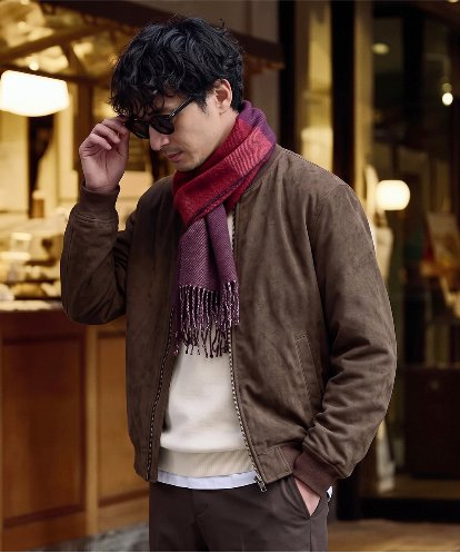 KHJLD32139 a.v.v MEN フェイクスエード中綿リブルゾン