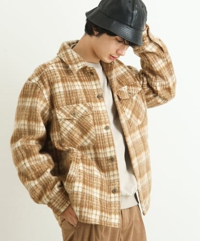KHJLP27129 a.v.v MEN シャギーチェックCPOジャケット