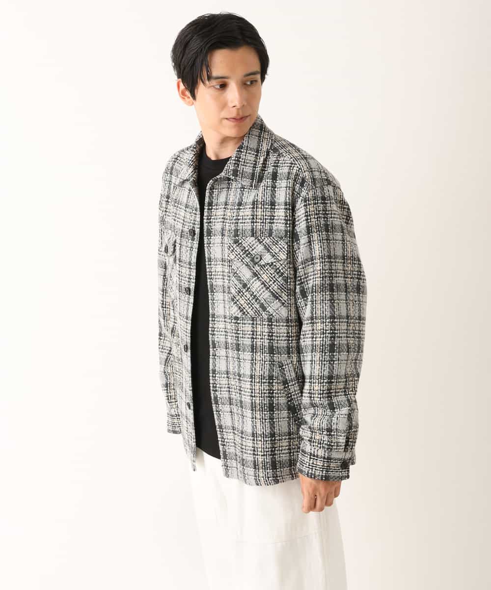 KHJLS27079 a.v.v MEN(アー・ヴェ・ヴェ) 【洗濯機で洗える】ツイードＣＰＯジャケット グレー
