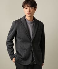 KHJLV22099 a.v.v MEN(アー・ヴェ・ヴェ) 【洗濯機で洗える】ヘリンボーン柄テーラードジャケット(セットアップ可） ダークグレー