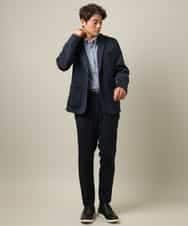 KHJLV22099 a.v.v MEN(アー・ヴェ・ヴェ) 【洗濯機で洗える】ヘリンボーン柄テーラードジャケット(セットアップ可） ネイビー