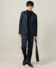 KHJLV22099 a.v.v MEN(アー・ヴェ・ヴェ) 【洗濯機で洗える】ヘリンボーン柄テーラードジャケット(セットアップ可） ネイビー
