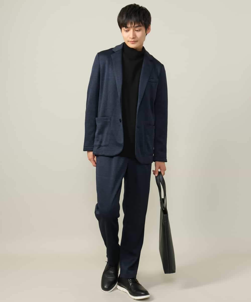 KHJLV22099 a.v.v MEN(アー・ヴェ・ヴェ) 【洗濯機で洗える】ヘリンボーン柄テーラードジャケット(セットアップ可） ネイビー