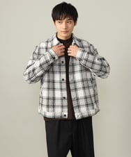 KHJLV28109 a.v.v MEN(アー・ヴェ・ヴェ) 【洗濯機で洗える】ツイードチェックショートブルゾン ホワイト