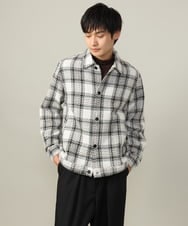 KHJLV28109 a.v.v MEN(アー・ヴェ・ヴェ) 【洗濯機で洗える】ツイードチェックショートブルゾン ホワイト