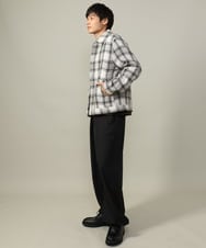 KHJLV28109 a.v.v MEN(アー・ヴェ・ヴェ) 【洗濯機で洗える】ツイードチェックショートブルゾン ホワイト