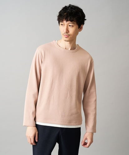 KHKAD51049 a.v.v MEN 【イージーケア/洗濯機で洗える】畔裏起毛フェイクレイヤードカットソー