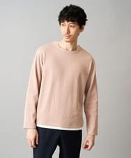 KHKAD51049 a.v.v MEN(アー・ヴェ・ヴェ) 【イージーケア/洗濯機で洗える】畔裏起毛フェイクレイヤードカットソー ピンク