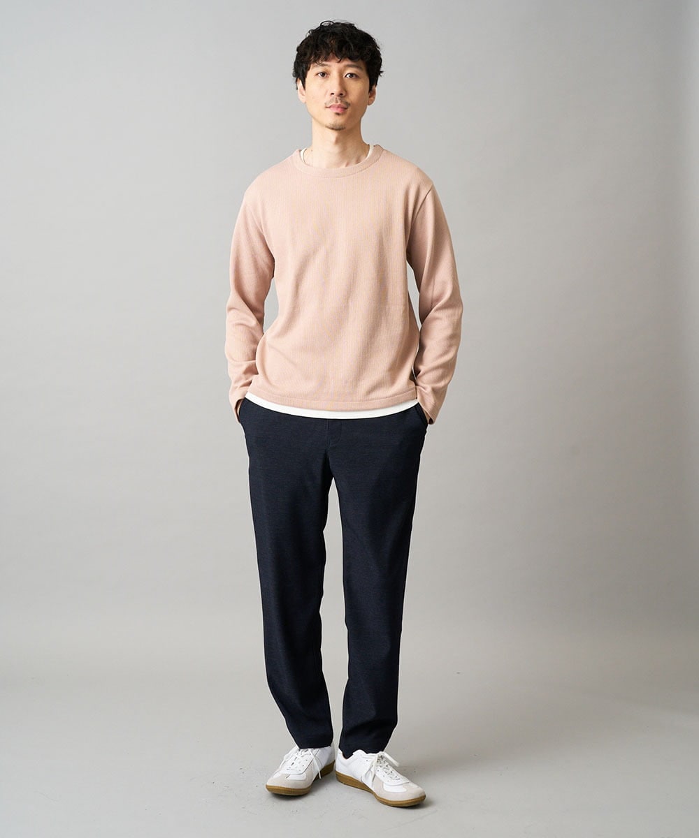 KHKAD51049 a.v.v MEN(アー・ヴェ・ヴェ) 【イージーケア/洗濯機で洗える】畔裏起毛フェイクレイヤードカットソー ピンク