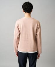 KHKAD51049 a.v.v MEN(アー・ヴェ・ヴェ) 【イージーケア/洗濯機で洗える】畔裏起毛フェイクレイヤードカットソー ピンク