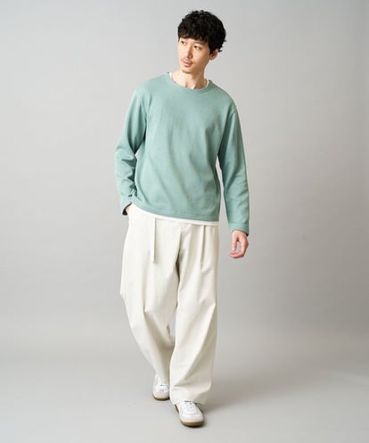 KHKAD51049 a.v.v MEN 【イージーケア/洗濯機で洗える】畔裏起毛フェイクレイヤードカットソー