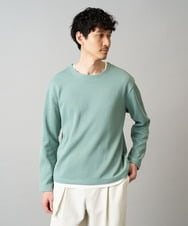 KHKAD51049 a.v.v MEN(アー・ヴェ・ヴェ) 【イージーケア/洗濯機で洗える】畔裏起毛フェイクレイヤードカットソー グリーン