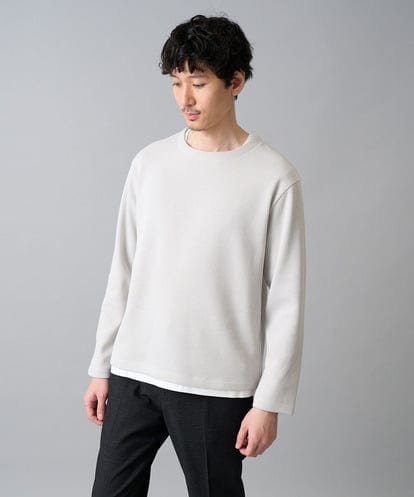 KHKAD51049 a.v.v MEN 【イージーケア/洗濯機で洗える】畔裏起毛フェイクレイヤードカットソー