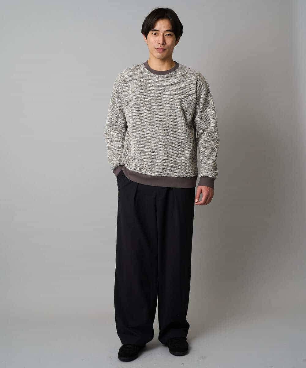 KHKAD52064 a.v.v MEN(アー・ヴェ・ヴェ) 【洗濯機で洗える】ツイードライクフリースプルオーバー グレー