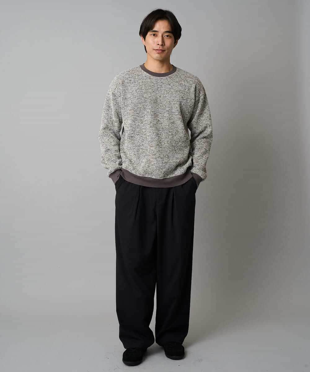 KHKAD52064 a.v.v MEN(アー・ヴェ・ヴェ) 【洗濯機で洗える】ツイードライクフリースプルオーバー グレー