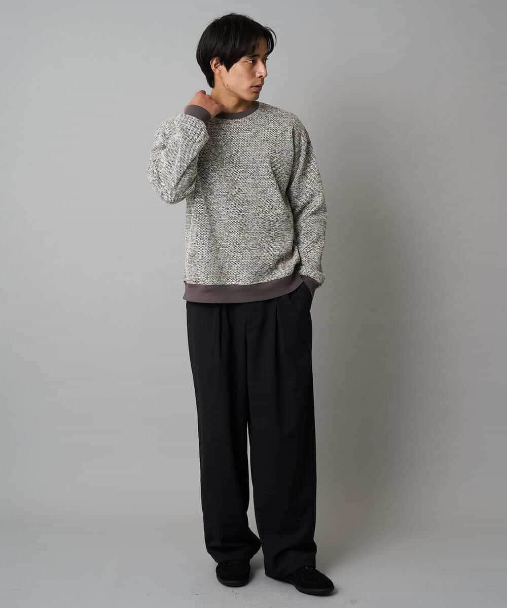 KHKAD52064 a.v.v MEN(アー・ヴェ・ヴェ) 【洗濯機で洗える】ツイードライクフリースプルオーバー グレー