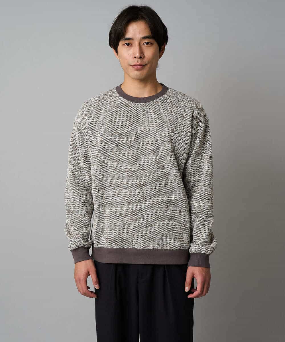 KHKAD52064 a.v.v MEN(アー・ヴェ・ヴェ) 【洗濯機で洗える】ツイードライクフリースプルオーバー グレー