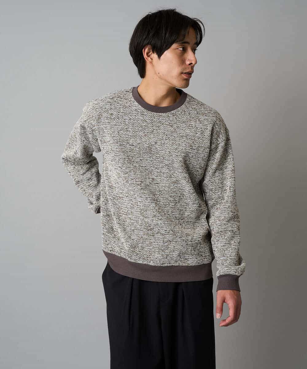 KHKAD52064 a.v.v MEN(アー・ヴェ・ヴェ) 【洗濯機で洗える】ツイードライクフリースプルオーバー グレー