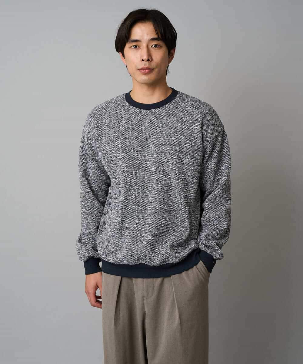 KHKAD52064 a.v.v MEN(アー・ヴェ・ヴェ) 【洗濯機で洗える】ツイードライクフリースプルオーバー グレー