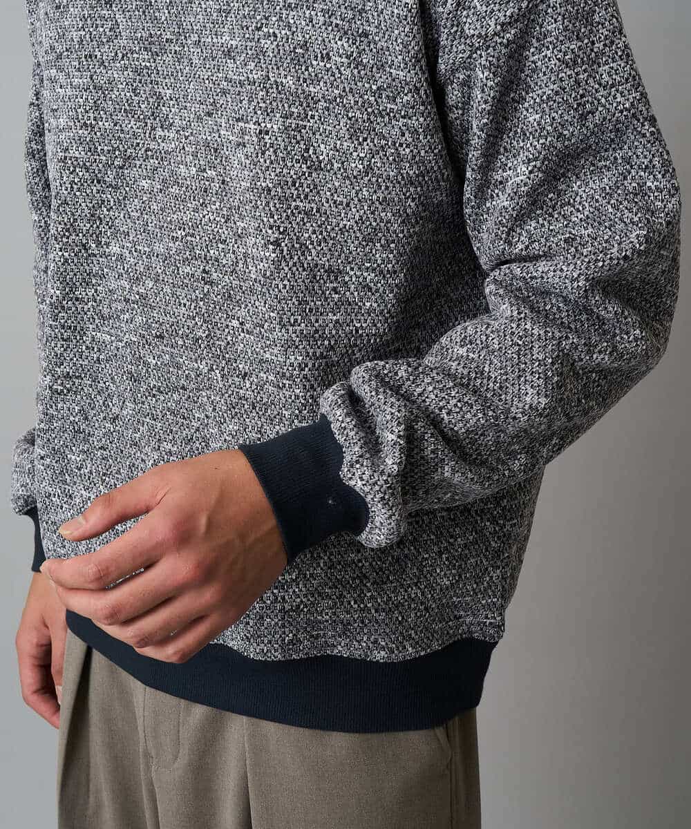 KHKAD52064 a.v.v MEN(アー・ヴェ・ヴェ) 【洗濯機で洗える】ツイードライクフリースプルオーバー グレー