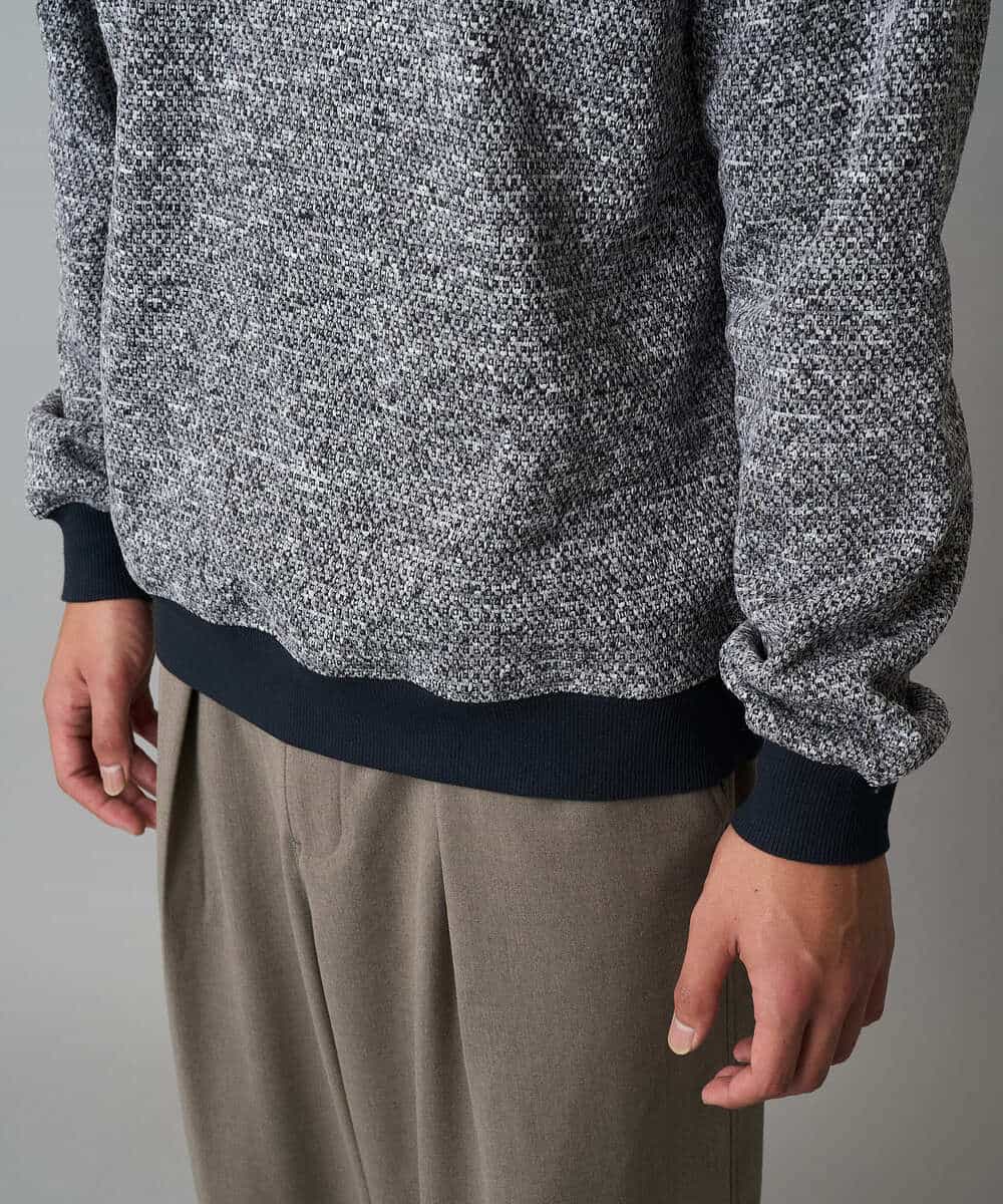 KHKAD52064 a.v.v MEN(アー・ヴェ・ヴェ) 【洗濯機で洗える】ツイードライクフリースプルオーバー グレー