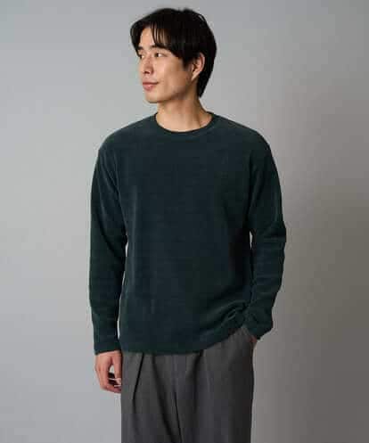 KHKAD62049 a.v.v MEN 【洗濯機で洗える】モール幾何ジャカードクルーネックプルオーバー