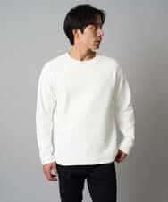 KHKAD62049 a.v.v MEN(アー・ヴェ・ヴェ) 【洗濯機で洗える】モール幾何ジャカードクルーネックプルオーバー ホワイト