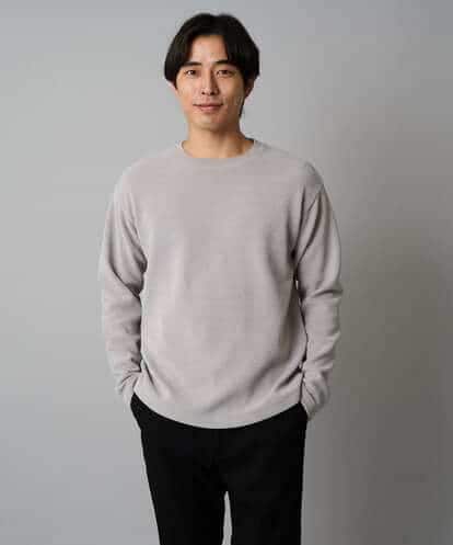 KHKAD62049 a.v.v MEN 【洗濯機で洗える】モール幾何ジャカードクルーネックプルオーバー