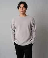 KHKAD62049 a.v.v MEN(アー・ヴェ・ヴェ) 【洗濯機で洗える】モール幾何ジャカードクルーネックプルオーバー ライトグレー