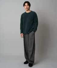 KHKAD62049 a.v.v MEN(アー・ヴェ・ヴェ) 【洗濯機で洗える】モール幾何ジャカードクルーネックプルオーバー ライトグレー