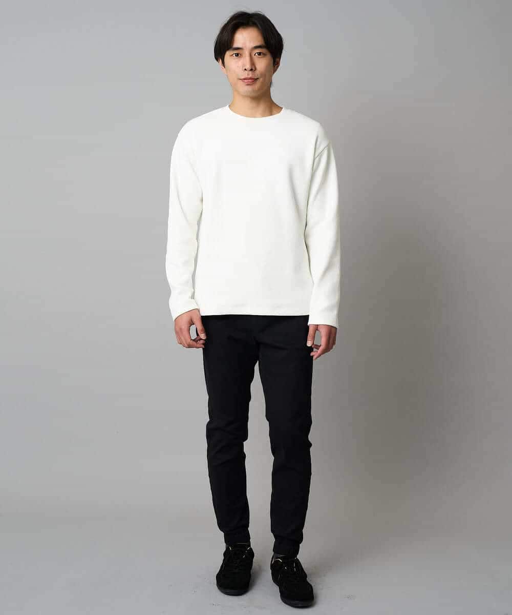 KHKAD62049 a.v.v MEN(アー・ヴェ・ヴェ) 【洗濯機で洗える】モール幾何ジャカードクルーネックプルオーバー ライトグレー