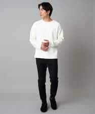 KHKAD62049 a.v.v MEN(アー・ヴェ・ヴェ) 【洗濯機で洗える】モール幾何ジャカードクルーネックプルオーバー ライトグレー