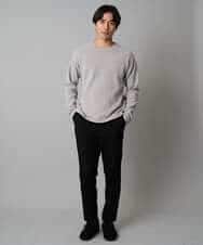 KHKAD62049 a.v.v MEN(アー・ヴェ・ヴェ) 【洗濯機で洗える】モール幾何ジャカードクルーネックプルオーバー ライトグレー