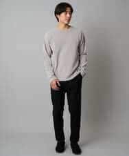 KHKAD62049 a.v.v MEN(アー・ヴェ・ヴェ) 【洗濯機で洗える】モール幾何ジャカードクルーネックプルオーバー ライトグレー