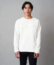 KHKAD62049 a.v.v MEN(アー・ヴェ・ヴェ) 【洗濯機で洗える】モール幾何ジャカードクルーネックプルオーバー ライトグレー