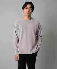 KHKAD62049 a.v.v MEN(アー・ヴェ・ヴェ) 【洗濯機で洗える】モール幾何ジャカードクルーネックプルオーバー ライトグレー