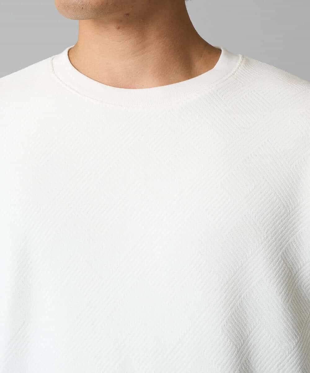 KHKAD62049 a.v.v MEN(アー・ヴェ・ヴェ) 【洗濯機で洗える】モール幾何ジャカードクルーネックプルオーバー ライトグレー